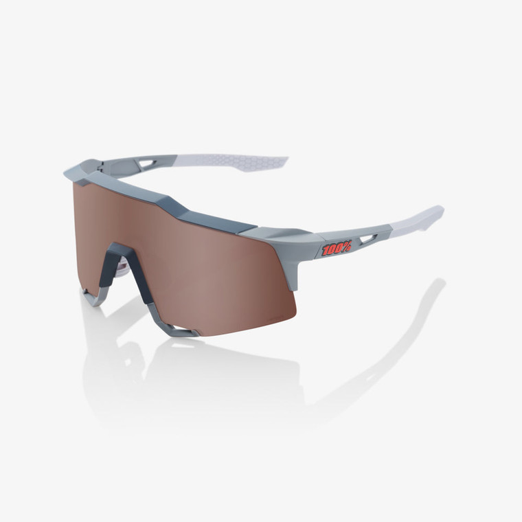 2022 100% SPEEDCRAFT Soft Tact Stone Grey HiPER Crimson Silver Mirror Lens