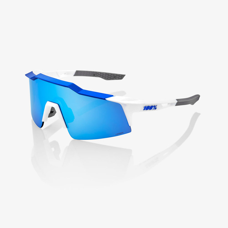 2022 100% SPEEDCRAFT SL Matte White/Metallic Blue HiPER Blue Multilayer Mirror Lens