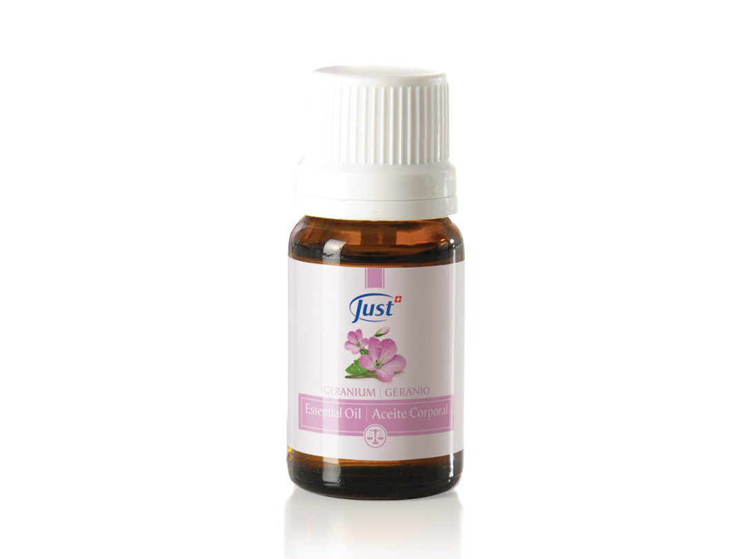 Olio Essenziale Just Al Geranio 10 Ml, Riequilibrante Naturale Per Ansia E Irritabilità, Puro