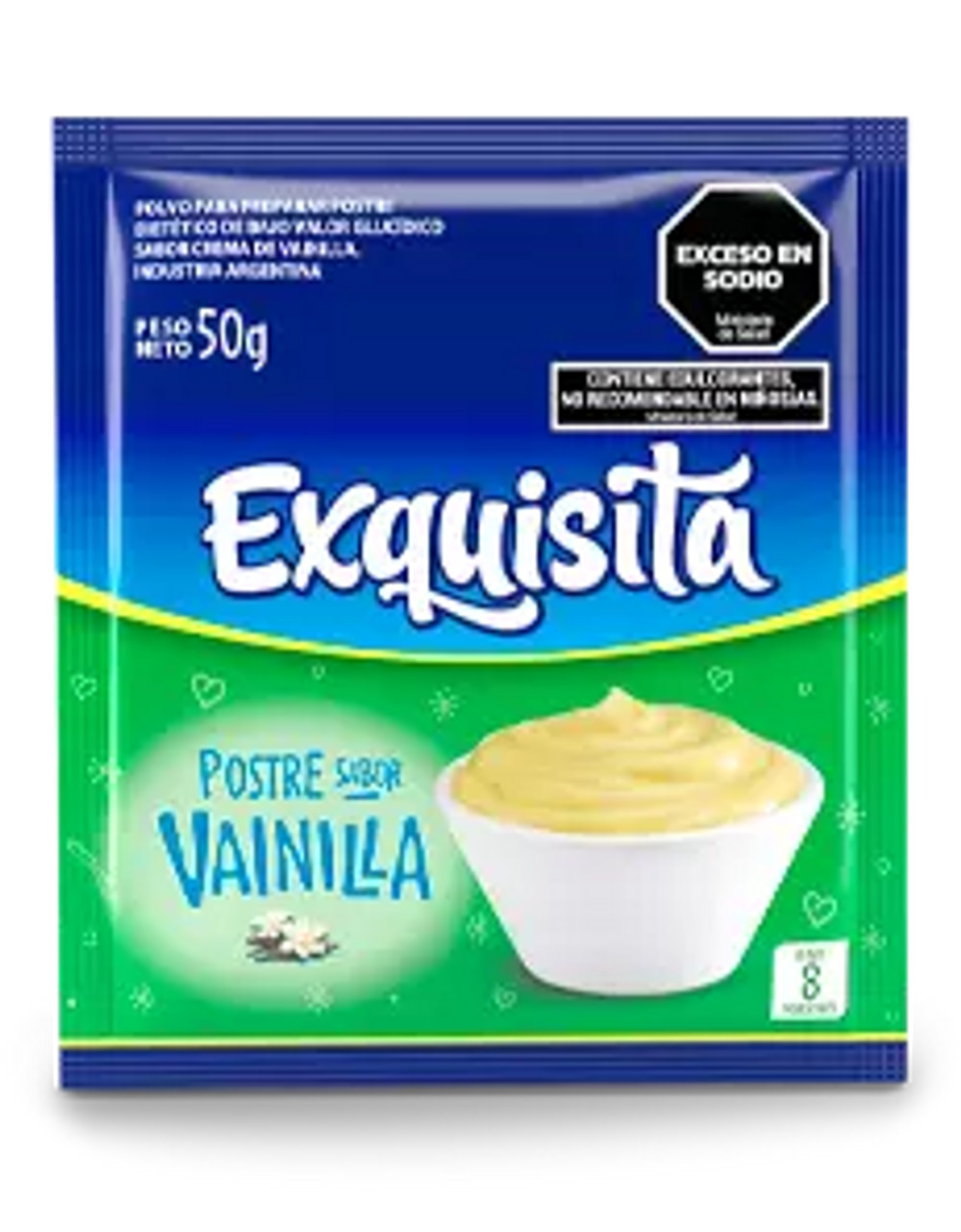 Exquisita Postre Light en Polvo Sabor Vainilla, 50 g / 1.76 oz