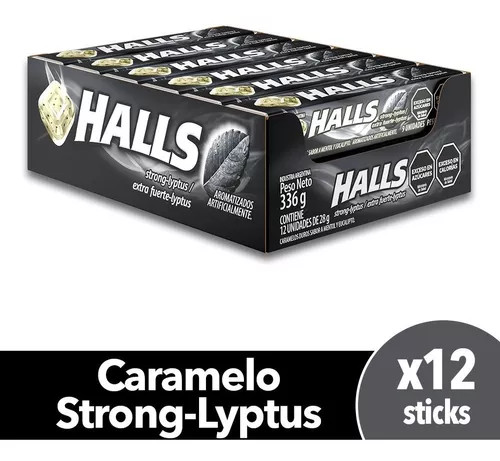 Halls Extra Fuerte-lyptus Mentol, 336 g / 11.85 oz (caja con 12 unidades)