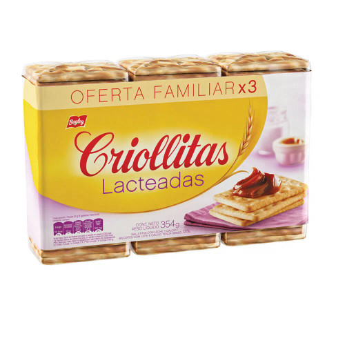 Criollitas Galletas de Agua Lacteadas Clásicas Tripack, 354 g / 12.48 oz