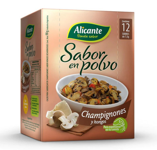 Alicante Sabor en Polvo Champignones y Hongos,  7.5 g / 0.26 oz ea (caja con 12 undiades)
