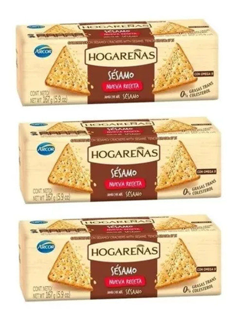 Hogareñas Galletas Integrales con Semillas de Sésamo, 167 g / 5.89 oz ea (pack de 3 unidades)