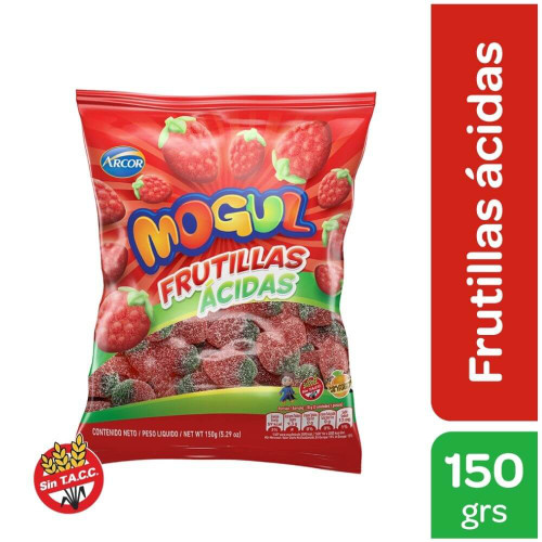 Mogul Gomitas Frutillas Ácidas Sabor Fresa, 150 g / 5.29 oz ea (pack de 2 unidades)