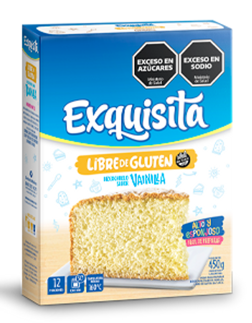 Exquisita Bizcochuelo de Vainilla Libre de Gluten, 450 g / 15,9 oz