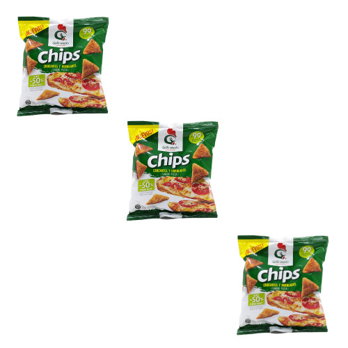 Gallo Snack Chips Crocantes y Horneadas Sabor Pizza, 100 g / 3.52 oz (pack de 3 unidades)