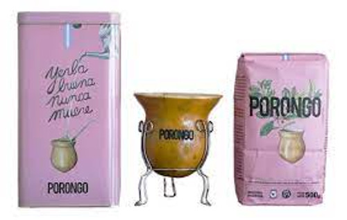 Set Porongo Yerba Mate Orgánica + Lata Yerbera + Mate Calabaza (3 piezas)