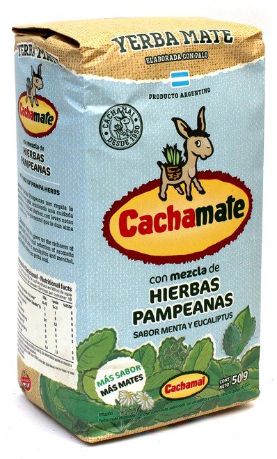Cachamate Yerba Mate Hierbas Pampeanas, Menta y Eucalipto, 500 g/ 1.1 lb