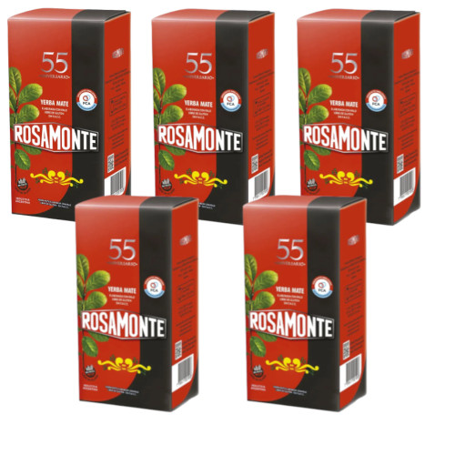 Rosamonte Yerba Mate  55 Aniversario, 1 kg / 2.2 lb (pack de 5 unidades)