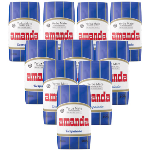 Amanda Yerba Mate Despalada, 500 g / 1.1 lb ea (pack de 5 unidades)