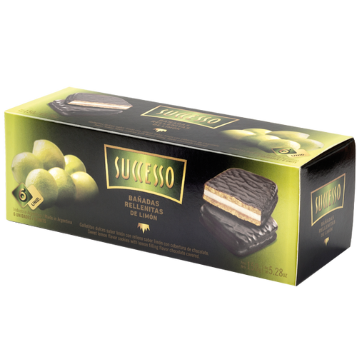 Successo Galletas Rellenas de Limon Cubiertas en Chocolate, 150 g / 5.29 oz