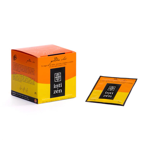 Inti Zen Golden Chai Té Negro de la India, Cúrcuma, Jengibre y Canela, 30 g / 1.05 oz (15 saquitos)