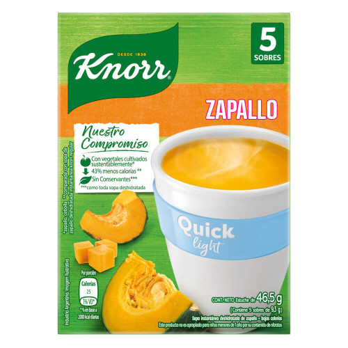 Knorr Quick Light Sopa Instantánea de Zapallo, 46.5 g / 1.64 oz (5 unidades)
