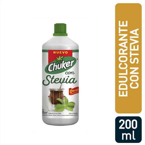 Chuker Edulcorante Líquido con Stevia, 200 ml / 6.76 fl oz