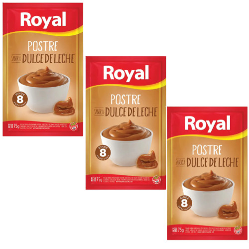 Royal Postre en Polvo Sabor Dulce de Leche, 75 g / 2.64 oz ea (pack de 3 unidades)