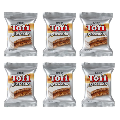 Tofi Alfajor Glaseado Relleno con Dulce de Leche, 44 g / 1.55 oz ea (pack de 6 unidades)