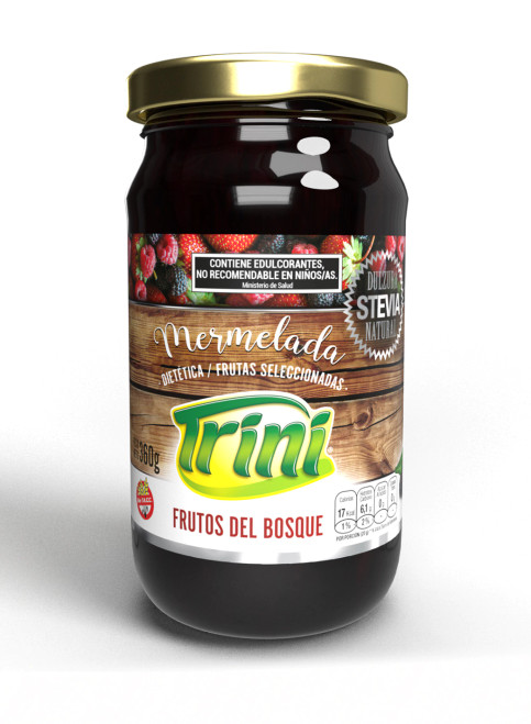 Trini Mermelada Dietetica Sabor Frutos Rojos con Stevia, 360 g / 12.69 oz