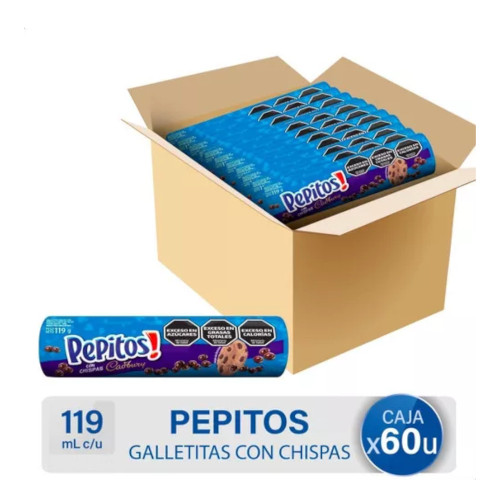 Pepitos Galletitas con Chips de Chocolate, 7.1 kg / 15.65 lb (caja con 60 unidades)