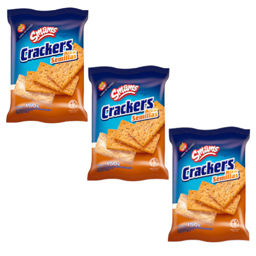 Smams Crackers Mix de Semilla, 150 g / 5.29 oz ea (pack de 3 unidades)