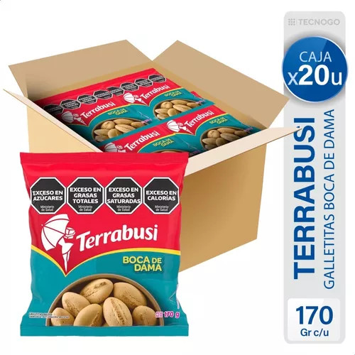 Terrabusi Galletita Boca de Dama, 3.4  kg / 120 oz (caja con 20 unidades)