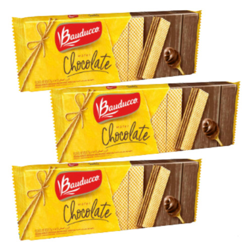 Bauducco Obleas Rellenas de Crema de Chocolate, 140 g / 4.93 oz ea (pack de 3 unidades)