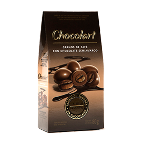 Chocolart Granos de café con Chocolate Semiamargo, 80 g / 2.82 oz