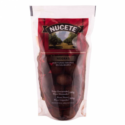 Nucete Aceitunas Negras con Carozo, 300 g / 10.58 oz