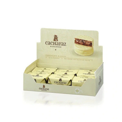 Cachafaz Alfajor Chocolate Blanco, 60 g / 2.11 oz ea (caja con 12 unidades)