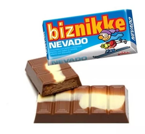 Biznikke Nevado Chocolate con Leche y Chocolate Blanco, 420 g / 14.81 oz (caja con 15 unidades)