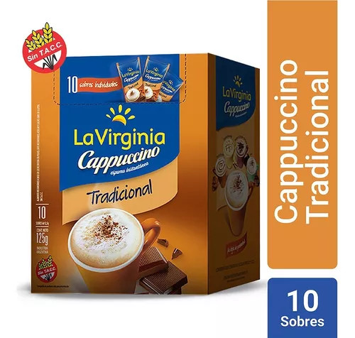 La Virginia Cappuccino Tradicional, 125 g / 4.40 oz (caja con 10 sobres)