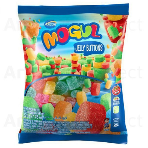 Mogul Gomitas Jelly Buttons Frutales, 1 kg / 2.2 lb