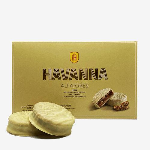 Havanna Alfajor de Nuez Relleno con Dulce de Leche, Cubiertos de Chocolate Blanco, 660 g / 23.28 oz (caja con 12 unidades)