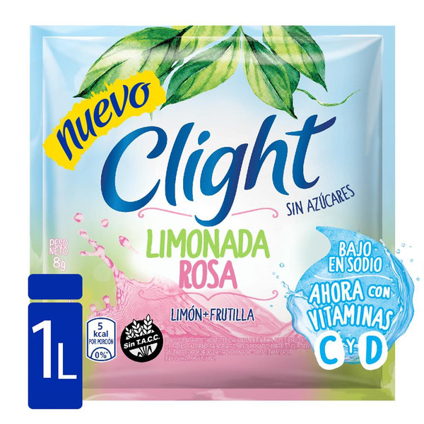 Clight Jugo en Polvo Sabor Limonada Rosa, 7.5 g / 0.26 oz ea