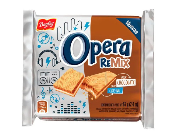 Opera Remix Obleas de Crema  y Chocolate, 204 g / 7.19 oz (pack de 3 unidades)