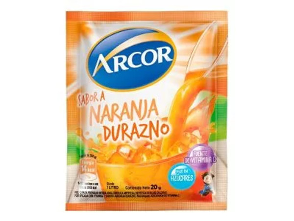 Arcor Jugo en Polvo Sabor Naranja - Durazno, 18 g / 0.63 oz