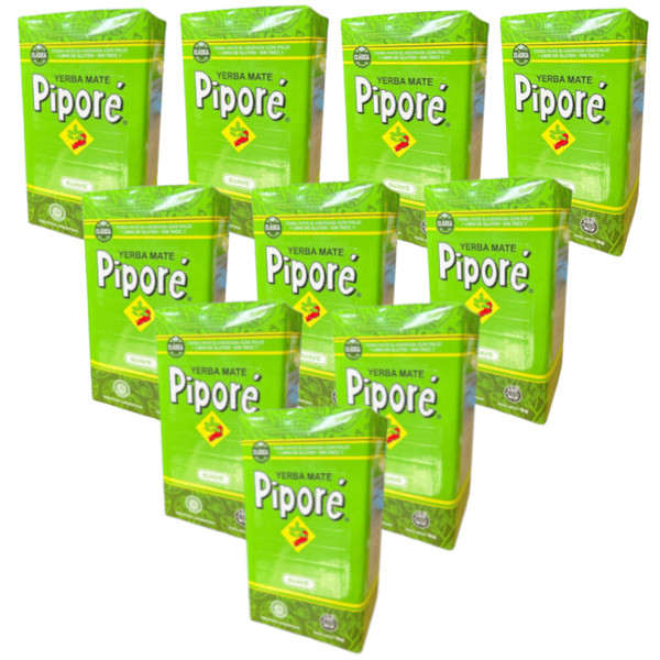 Piporé Yerba Mate Suave, 1 kg / 2.2 lb ea (pack de 10 unidades)