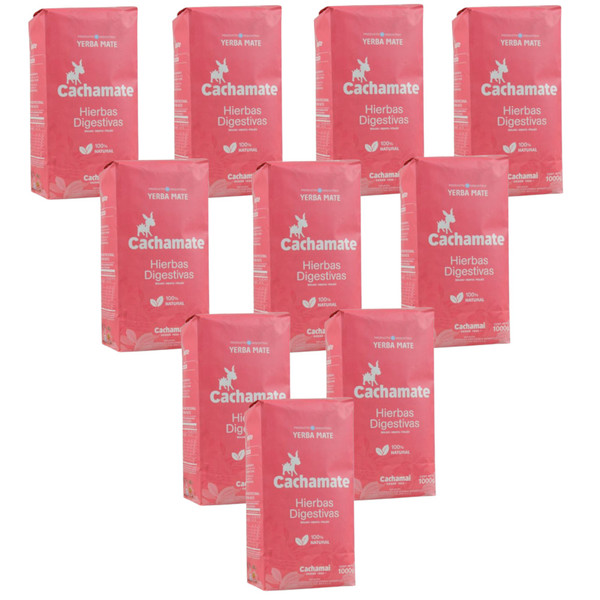 Cachamate Yerba Mate Hierbas Digestivas con Boldo, 1 kg / 2.2 lb ea (pack de 10 unidades)