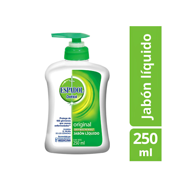 Espadol Dettol Jabón Líquido Antibacterial para Manos Original, 250 ml / 8.45 fl oz