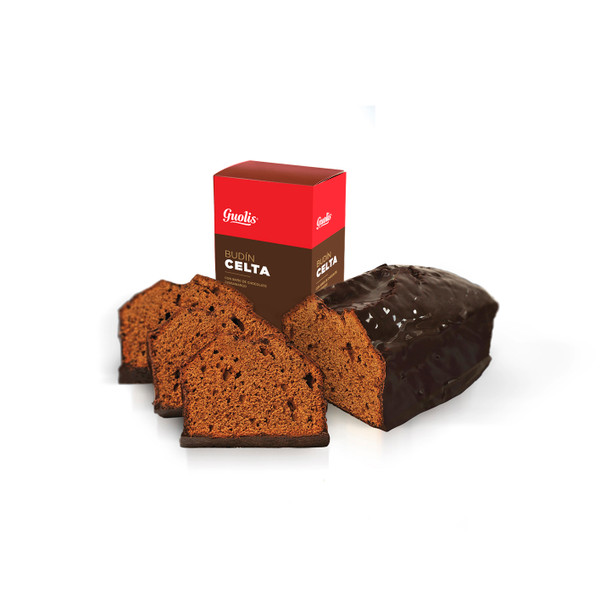 Guolis Budín Celta con Baño de Chocolate Semiamargo, 500 g / 17,63 oz