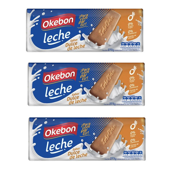 Okebon Galletitas Dulces Sabor Dulce de Leche, 819 g / 28.88 oz (pack de 3 unidades)