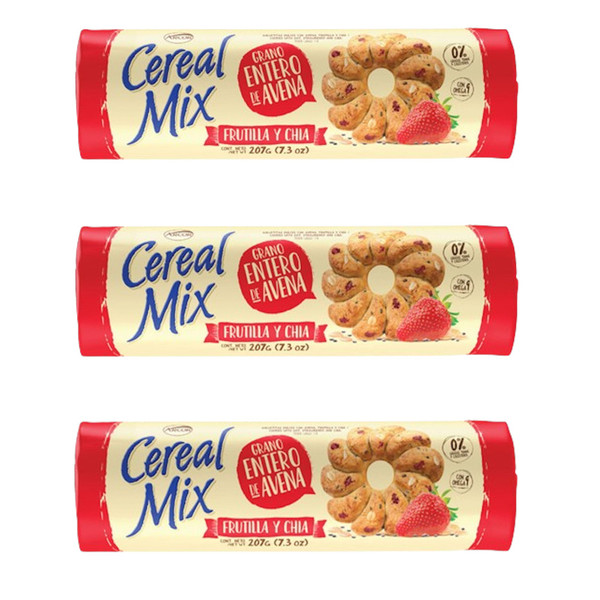 Cereal Mix Galletitas con Frutilla y Chía, 621 g / 21.90 oz (pack de 3 unidades)