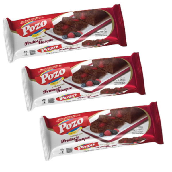 Pozo Budín de Chocolate Relleno de Frutos del Bosque, 510 g / 17.98 oz (pack de 3 unidades)