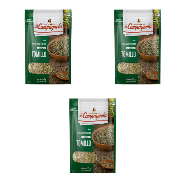 La Campagnola Tomillo, 15 g / 0.52 oz ea (pack de 3 unidades)