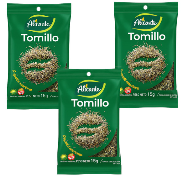 Alicante Hierbas Aromaticas Tomillo, 15 g / 0.52 oz ea (pack de 3 unidades)