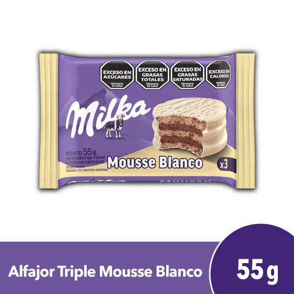 Milka Alfajor Mousse con Baño de Chocolate Blanco, 55 g / 1.94 oz ea (pack de 6 unidades)