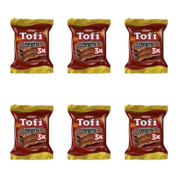 Tofi Alfajor Negro Clásico, 46 g / 1.62 oz ea (pack de 6 unidades)