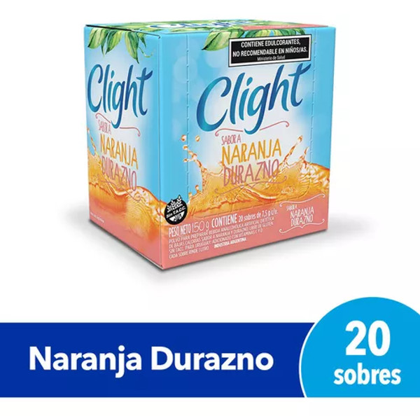 Clight Jugo en Polvo Sabor Naranja - Durazno,  7.5 g / 0.26 oz ea (caja con 20 unidades)