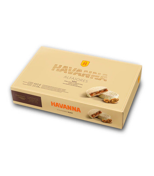 Havanna Alfajor de Nuez Relleno con Dulce de Leche, Cubiertos de Chocolate Blanco, 660 g / 23.28 oz (caja con 12 unidades)