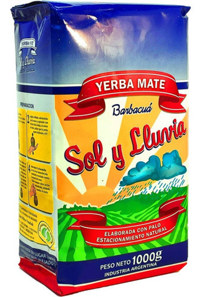 Sol y Lluvia Yerba Mate Barbacuá Natural, 1 kg / 2.2 lb